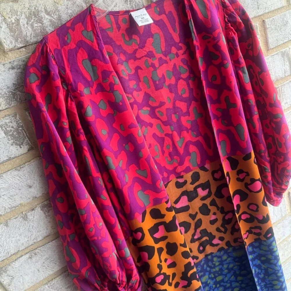 Anna & Ava Animal Print 3/4 Sleeve Open Front Cardigan Cover Up No Belt Size 0S